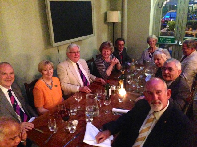 Clockwise, from bottom left: Fr Davis, Peter & Anne Woodford, Terry & Lucille Brown, Barry & Barbara Dale, Steve Palmer, Moya & Paul Greeley, Noel Brownsell