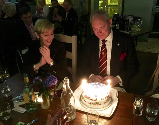 The surprise birthday cake with Peter & Ann
