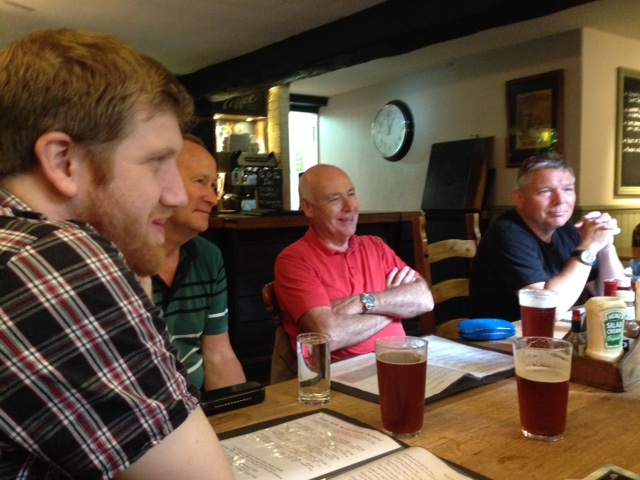 a group sitting down in a pub