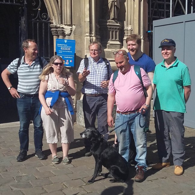 a group of Catenians outside Canterbury Cathedral
