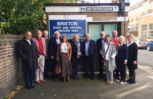 a group o0f bBalham Catenians and wives outside Brixton prison